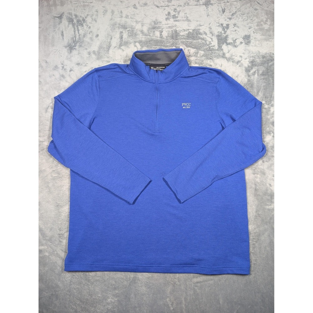 Under Armour ColdGear Pullover Mens 2XL Blue Quarter Zip Golf PVCC Logo Stretch